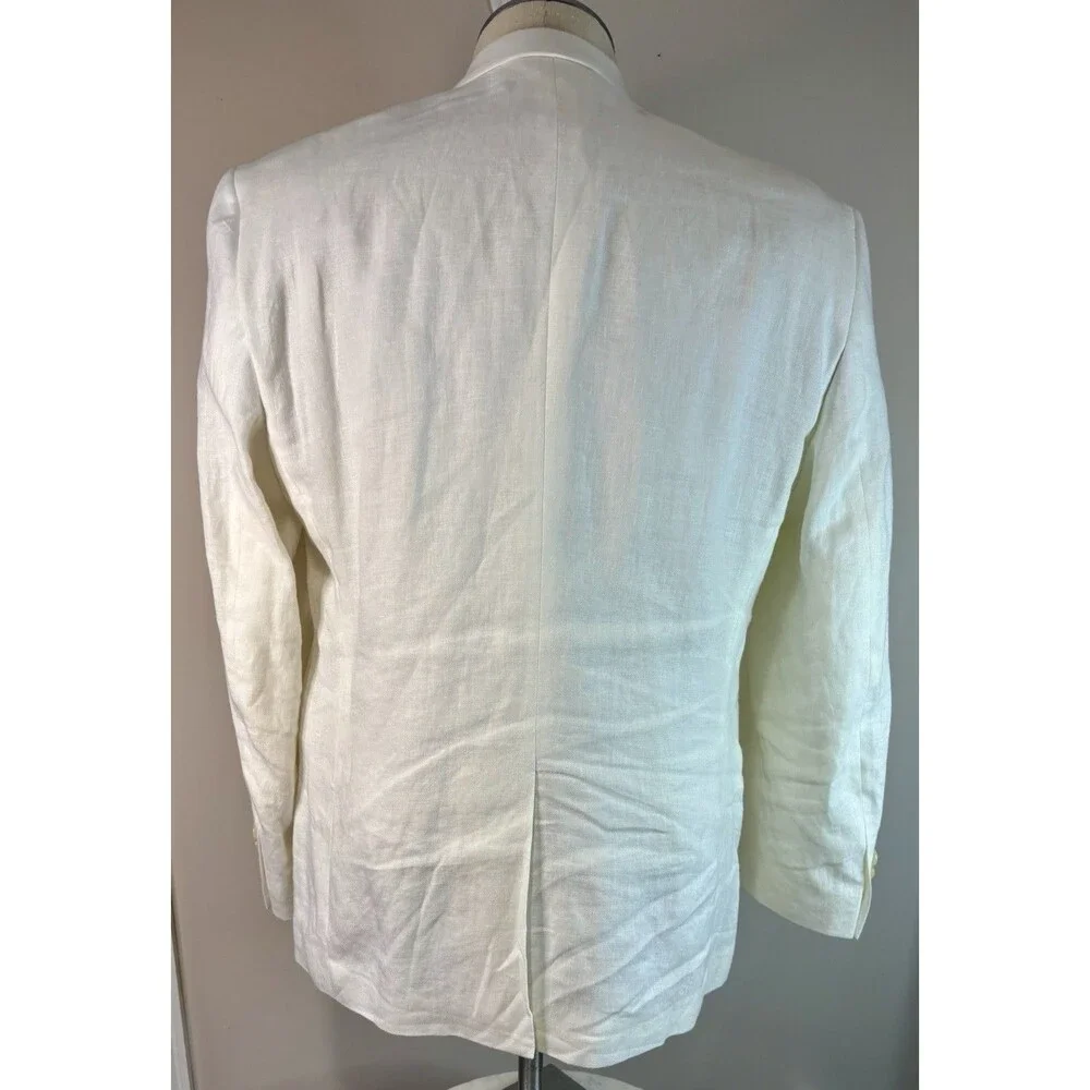 Ralph Lauren White Linen Blazer Mens 40 Short Lightweight Summer Jacket Classic